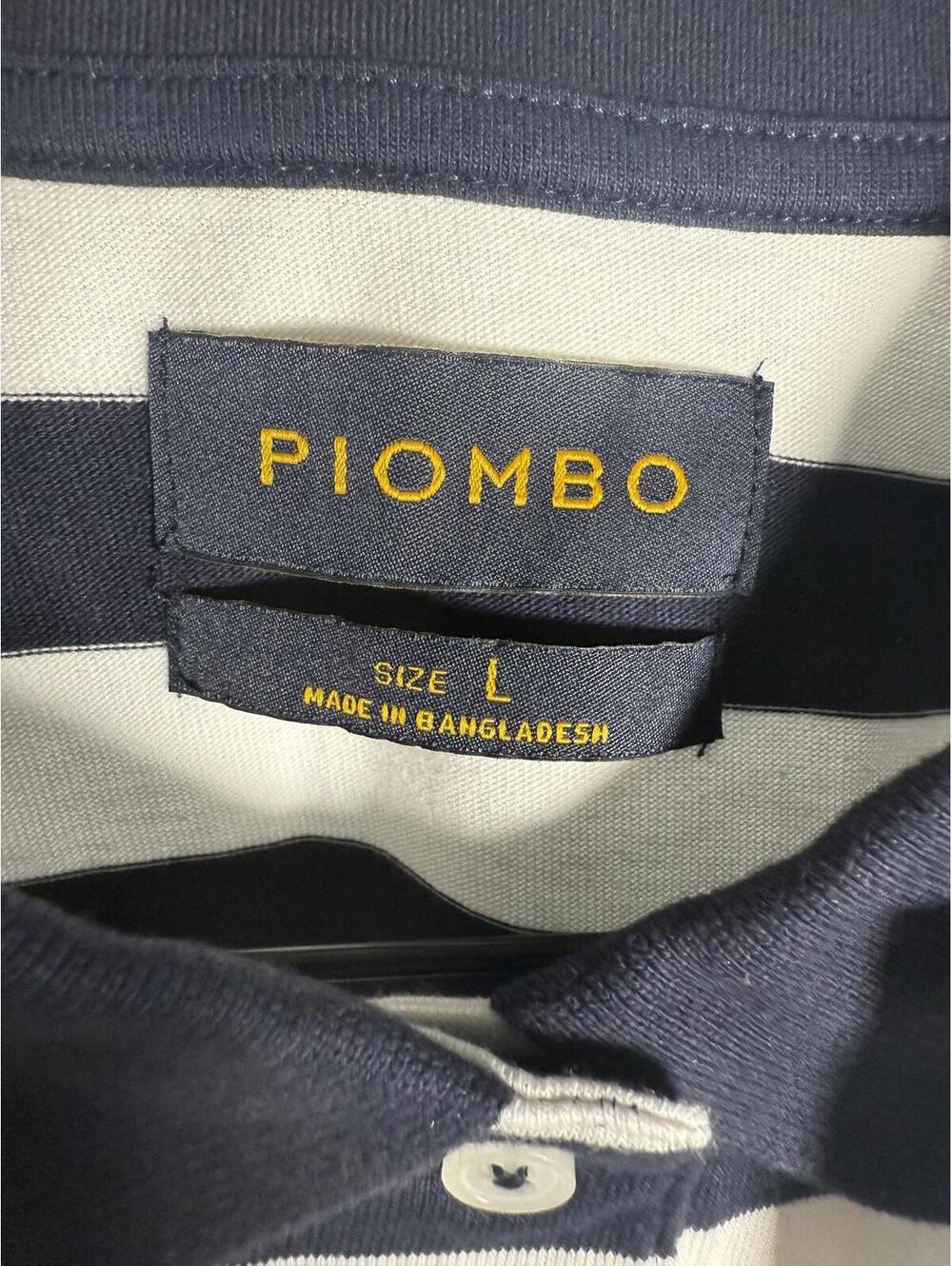 NWT Piombo White Blue Striped Polo Shirt Women's Size Large - Picture 6 of 10